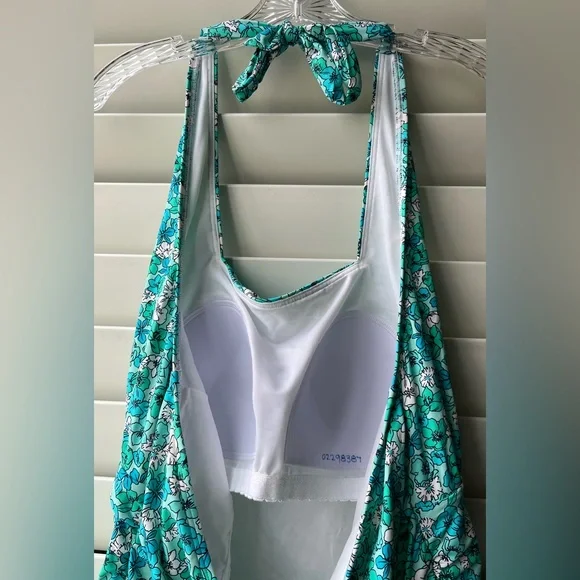 Lands' End - 18W - Turquoise Floral Tankini - New - Sample - Side Ruching - Picture 6 of 9